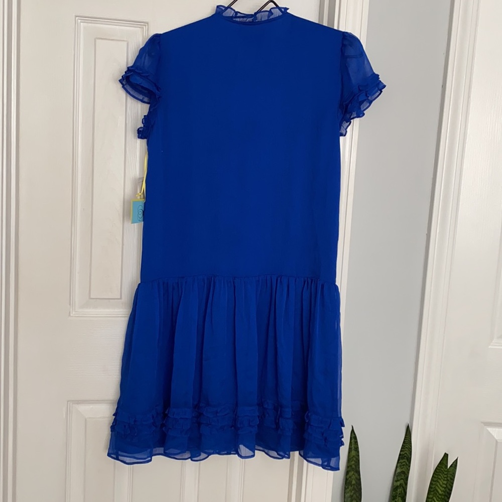 CeCe Ruffle Button Front Blue Dress NWT Size XS - Picture 6 of 10